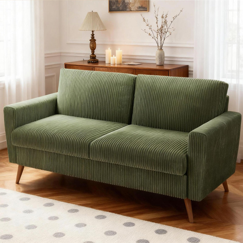 68" Loveseat Sofa, Comfy Couch With Spring Cushion And Solid Wood, Modern Extra Deep Seat For Bedroom, Living Room, Office,Tool-Free Assembly