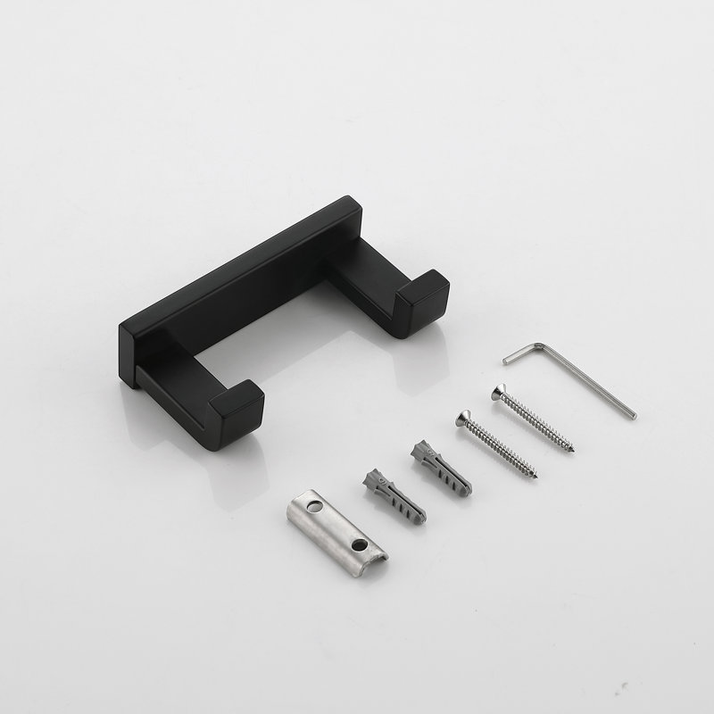 Matte Black Stainless Steel Double Robe and Towel Hook Set
