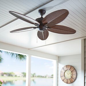 52" Garrick 5 - Blade Outdoor Leaf Blade Ceiling Fan with Pull Chain