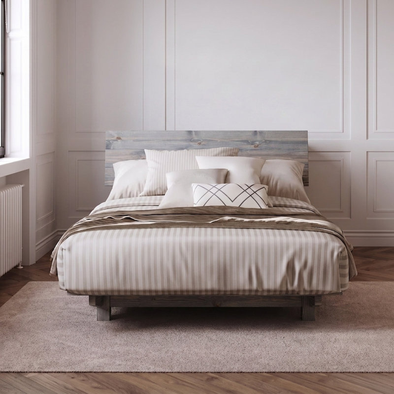 Cadre de lit Ellyson, Grand lit, Bois gris