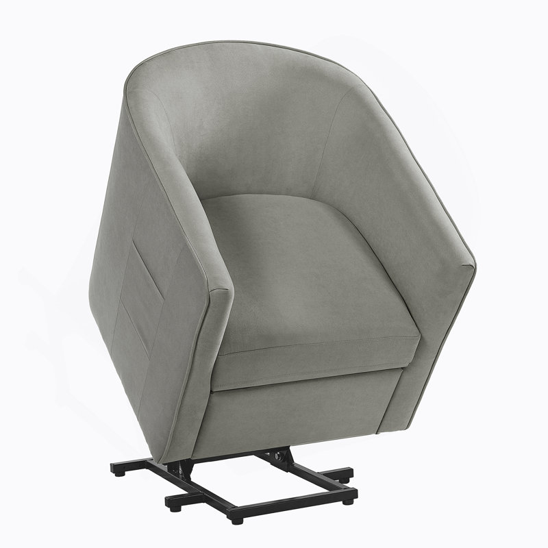 Power Lift Recliner Barrel Shape Recliner Chair Lift Assist Reclining Chair Electric Lift Chair With Footrest And Side Pocket For Seniors, Grey
