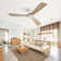 132CM Solid Wood 3-Blade Propeller Ceiling Fan with Remote Control