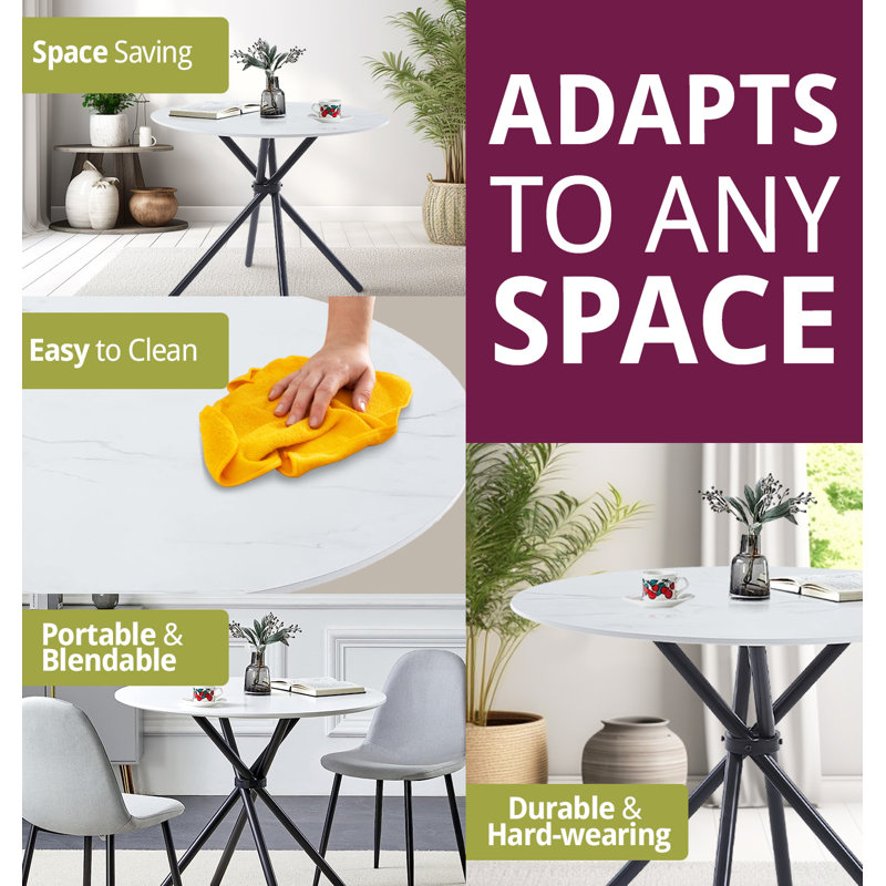 Mose Round Metal Base Dining Table