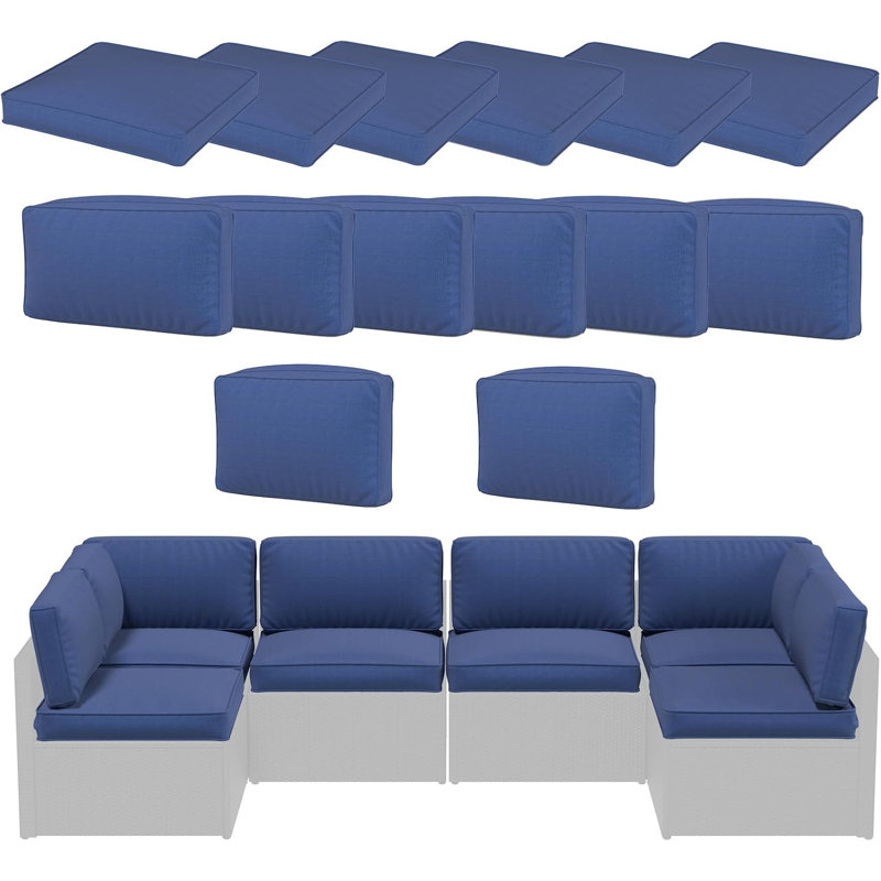 14 housses de coussin d'extérieur avec fermeture à glissière 14 pièces, Dark Blue