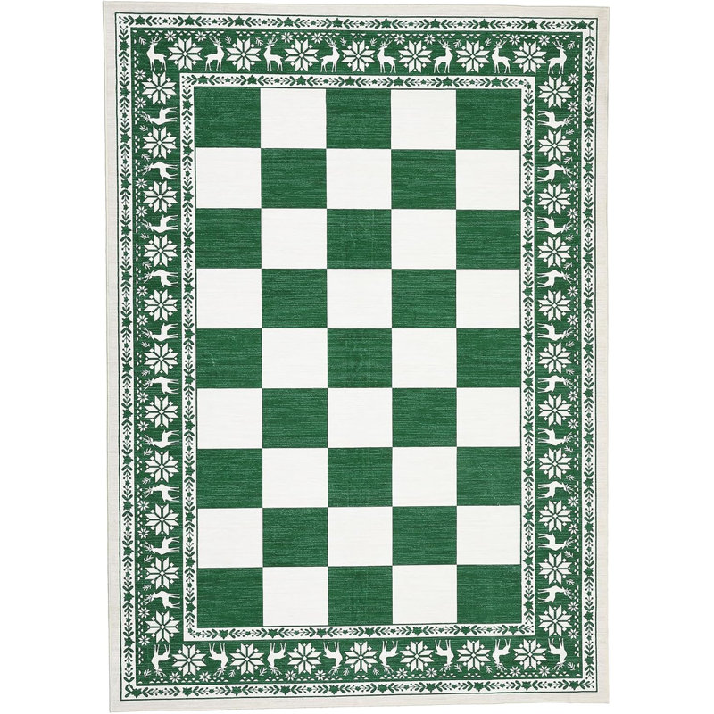 Tapis rouge, tapis à carreaux lavable pour décorations de Noël, tapis antidérapant doux pour la cuisine, vestibule