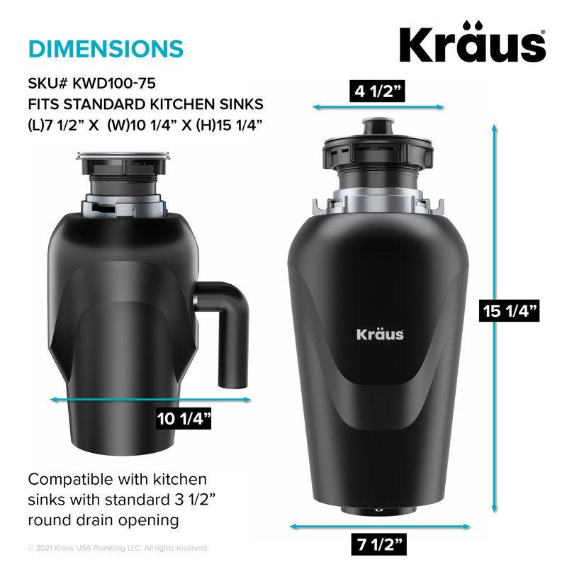 KRAUS 33 Inch Dual Mount Double Bowl Kitchen Sink with WasteGuard™ Garbage Disposal