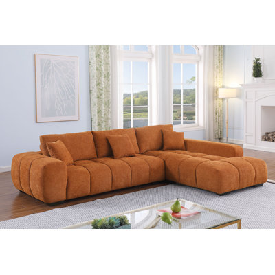 Swapan Modern Chenille Couch Sofa Sectional with Deep Tufted Seat
