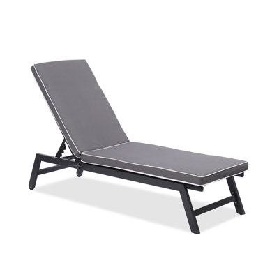 Ensemble de 2 coussins de chaise longue d'extérieur résistants aux intempéries de L 74 po x l 22 po x T 3 po pour meubles de patio, pelouse, piscine (gris)