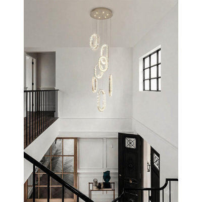 Modern LED Hanging Crystal Loop Chandelier