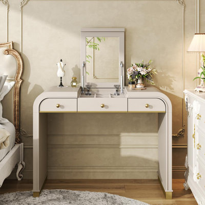 Vanity Desk with Flip Mirror