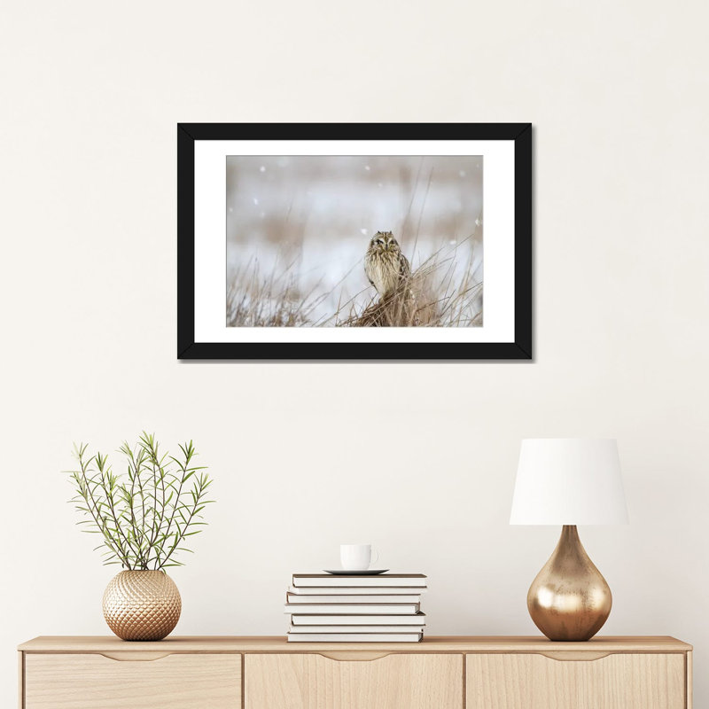 Prairie winter, impression sur toile, Papier d'art encadré noir, H 24 po x l 32 po x P 1 po, Blanc