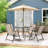 Square Glass Outdoor Dining Table Umbrella Hole , 33.5 " W 33.5 " D