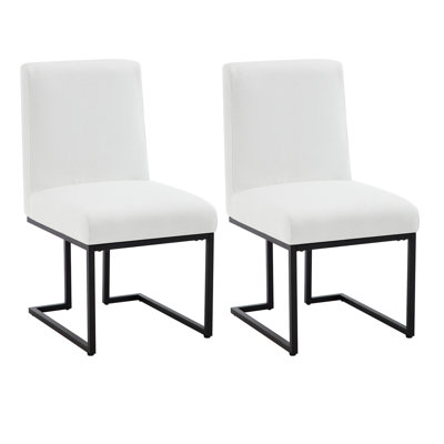 45cm H Linen Upholstered Metal Side Chair