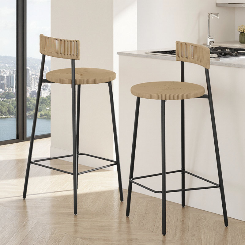 Ensemble de 2 tabourets de bar Boho, Miel