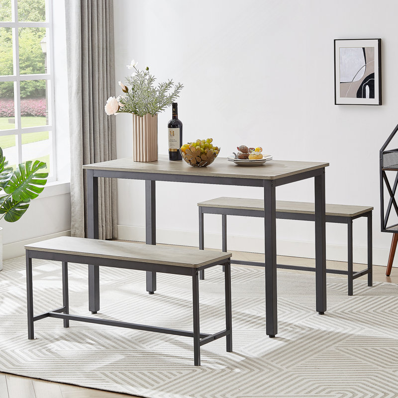 Ensemble de table de salle à manger, table de bar avec 2 bancs de salle à manger, comptoir de table de cuisine avec chaises