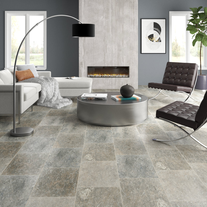 Travertine 16" x 24" Field Tile in Ancient Tumbled Silver