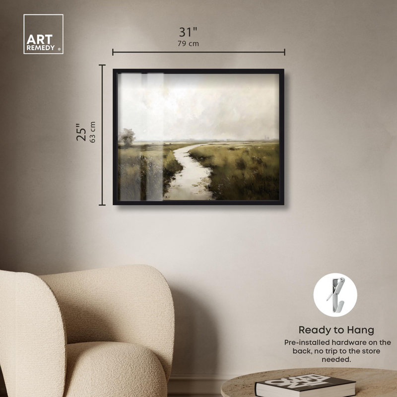 «Grassline Reflections Shadowbox Print» par Art Remedy, H 25 po x l 31 po, Noir