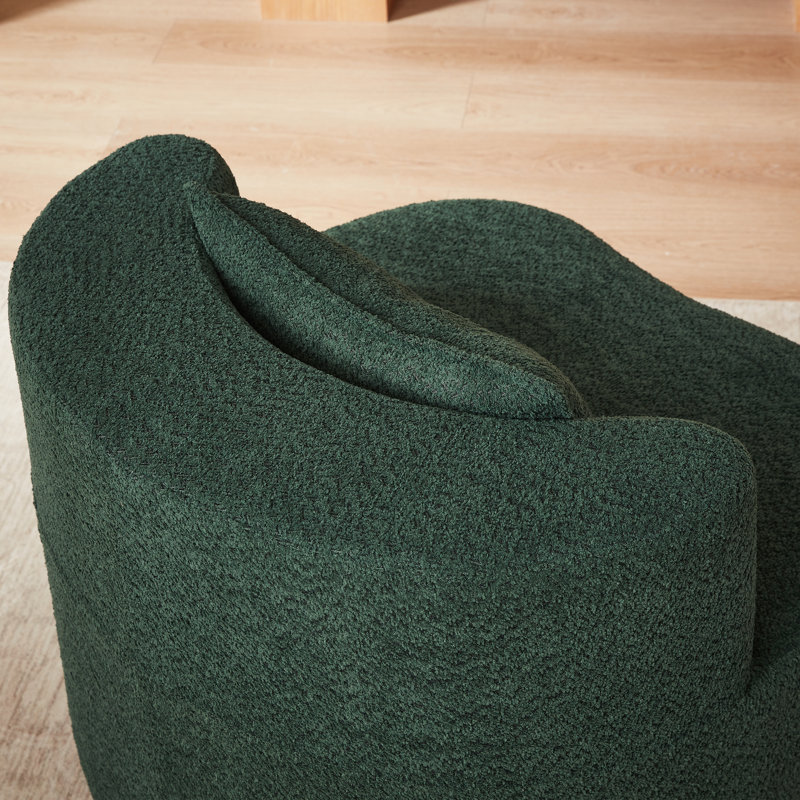 Fauteuil demi-tonneau en tissu 34 pouces, Chenille verte