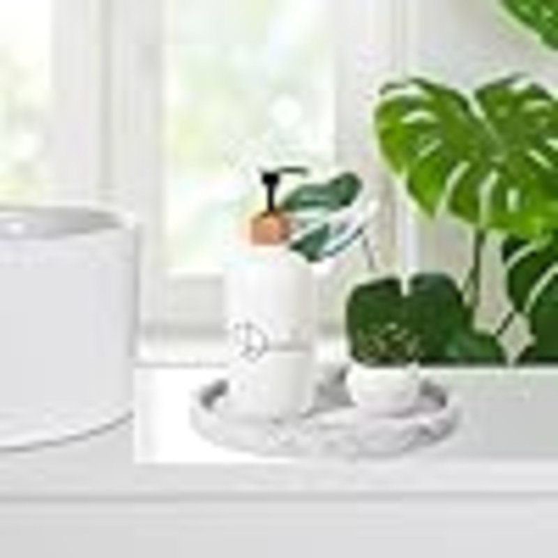 Plateau de salle de bain en silicone Plateau de meuble-lavabo rond Porte-savon décoratif Organisateur de comptoir de cuisine pour table basse, bougie, parfum, plante, 9 pouces, gris marbré