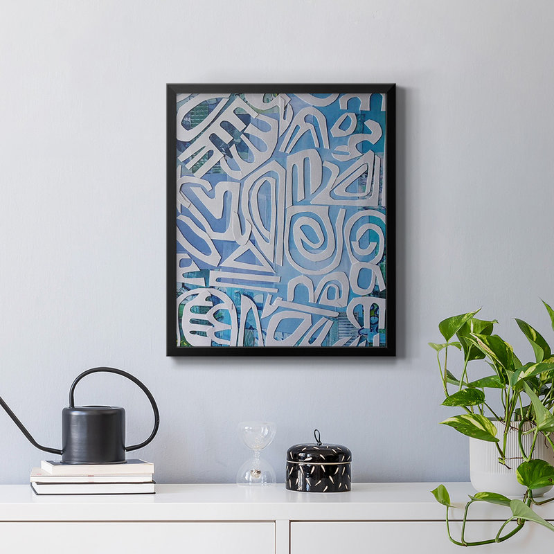 Toile encadrée de qualité supérieure Santorini - prête à être accrochée, Noir, H 24 po x l 20 po