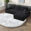 Canapés modulaires modernes en velours côtelé noir, canapé modulaire 2-en-1 avec siège inclinable et soutien pour le cou