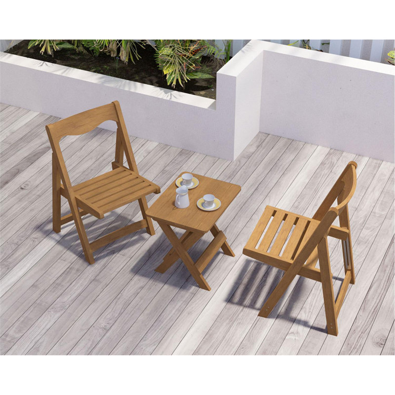 Ensemble de bistro et de table rectangulaire pliable en teck HiPS