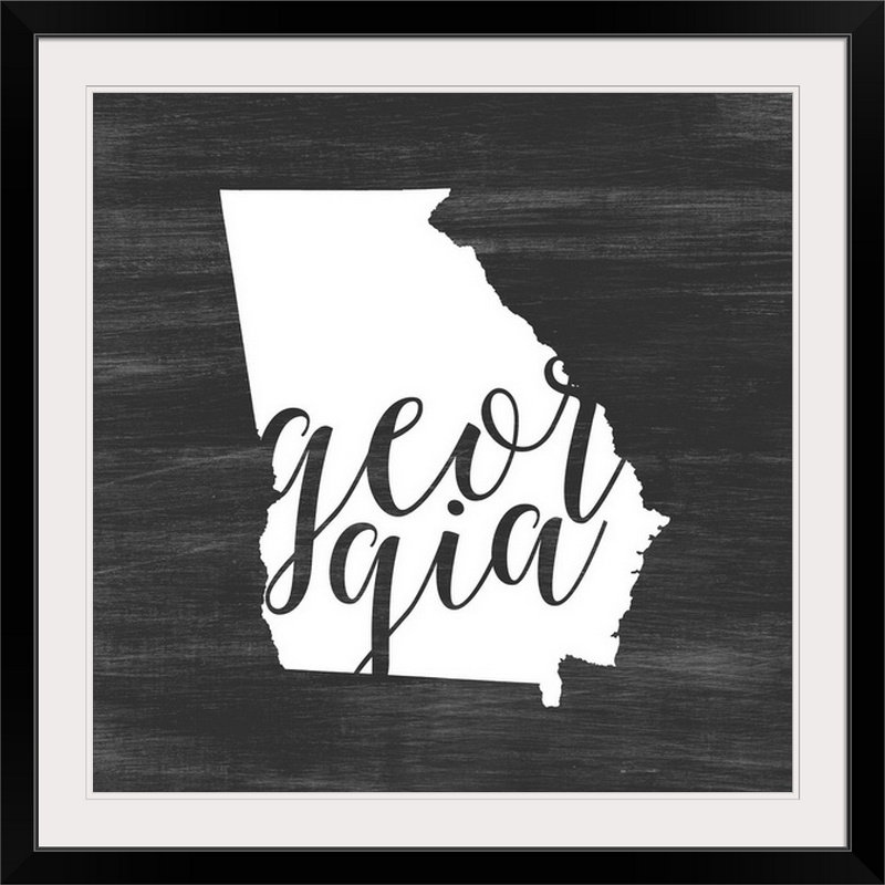 « home state typography georgia », impression sur cercle intérieur, H 38 po x l 38 po x P 1 po, Cadre noir
