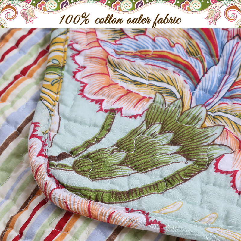 Cotton Floral Quilt, King Quilt + 2 King Shams