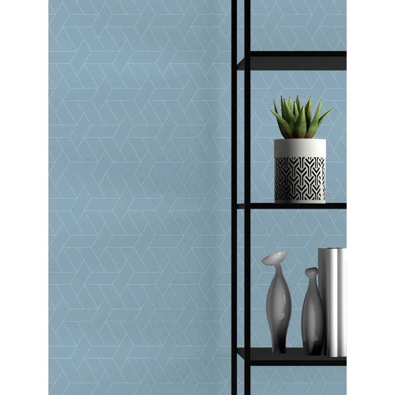 Staggered Lines 33' L x 20.5" W  Wallpaper Roll, Blue