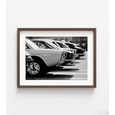 Kneema Vintage Cars Photography Print,Framed Black And White Old Cars,Classic Car Art,Retro Car Photography,Automobile Poster Print,Framed Wall Art