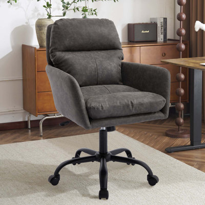 Chaise de bureau réglable en similicuir artificiel avec base noire