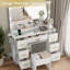 Bureau de coiffeuse avec miroir rectangulaire et lumières, table de coiffeuse avec station de charge-1178513251