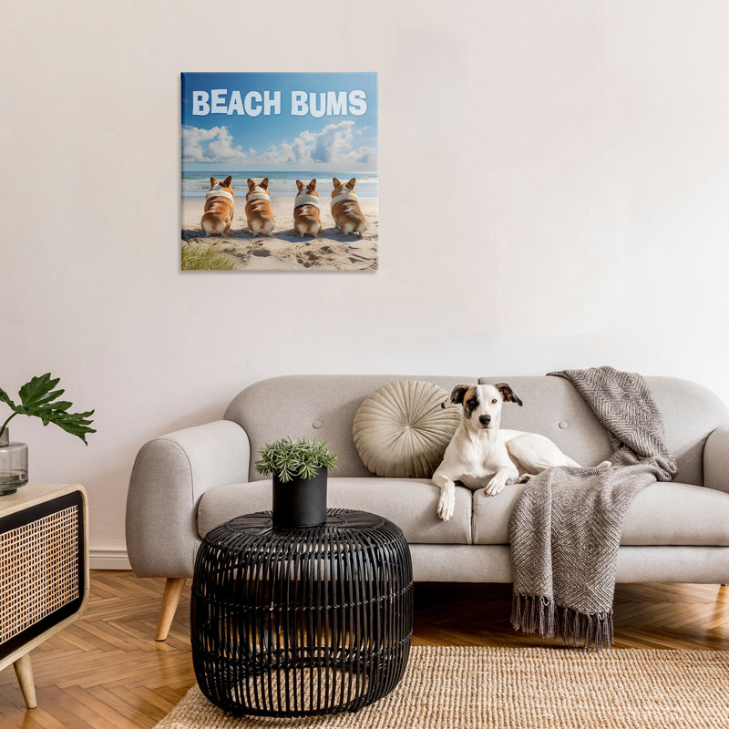 "Beach Bums Corgis" par Jim Baldwin sur toile, H 30 po x l 30 po