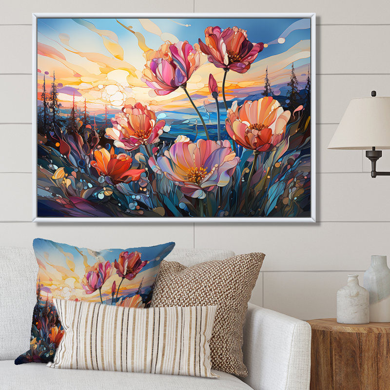 «Glass Tulips», impression sur toile, Cadre flottant blanc, H 16 po x l 32 po x P 1 po