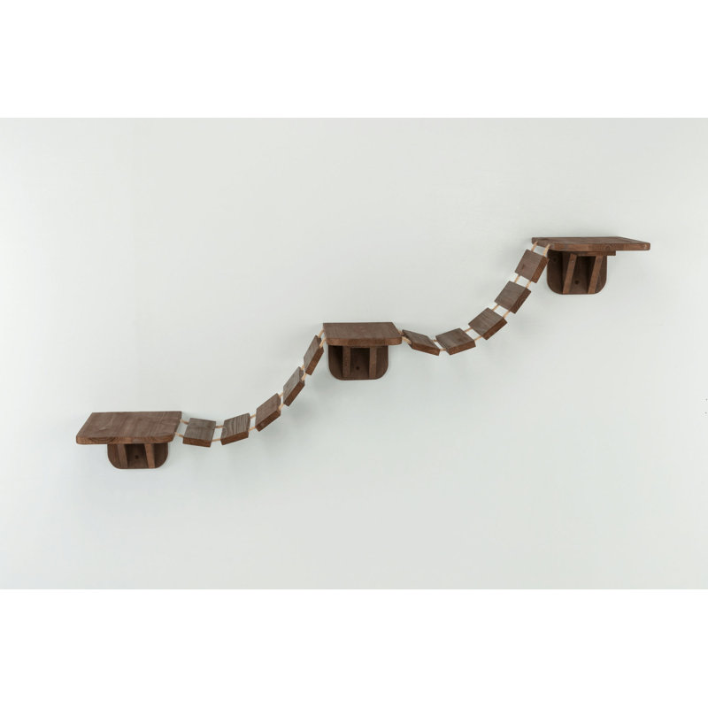 TRIXIE Wall Mount Cat Bridge, Three Platforms Linked by Bridge, Brown