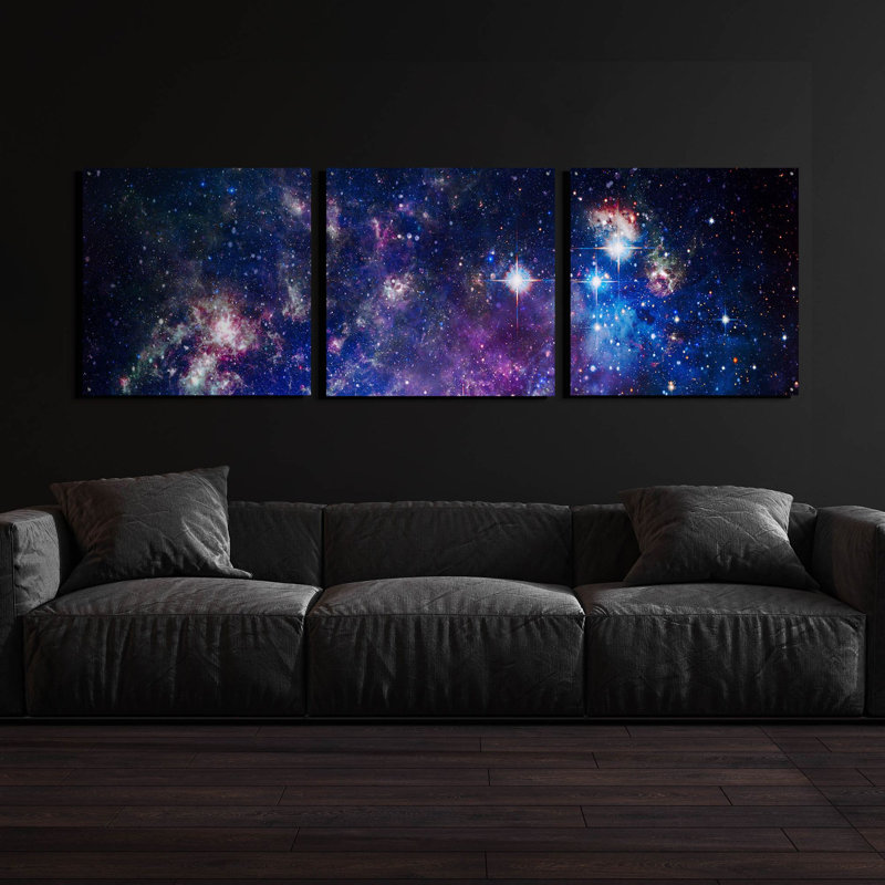 «Sublime Galaxy» par Epic Portfolio, art mural en verre acrylique, ensemble de 3 pièces, H 36 po x l 108 po