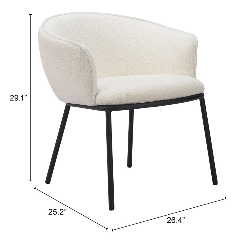 Chaise de salle à manger en polyester, Blanc, Noir