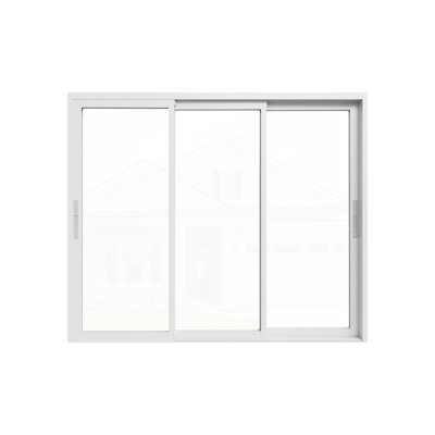 96"W x 80“H Sliding Patio Door Triple Track Design With Silver Hardware Kit, Clear Glass