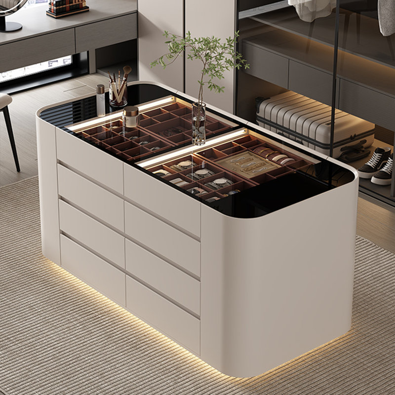 Vitrine de luxe 47,24 "avec lumière blanche crème, armoire de rangement pour vestiaire avec lumières DEL