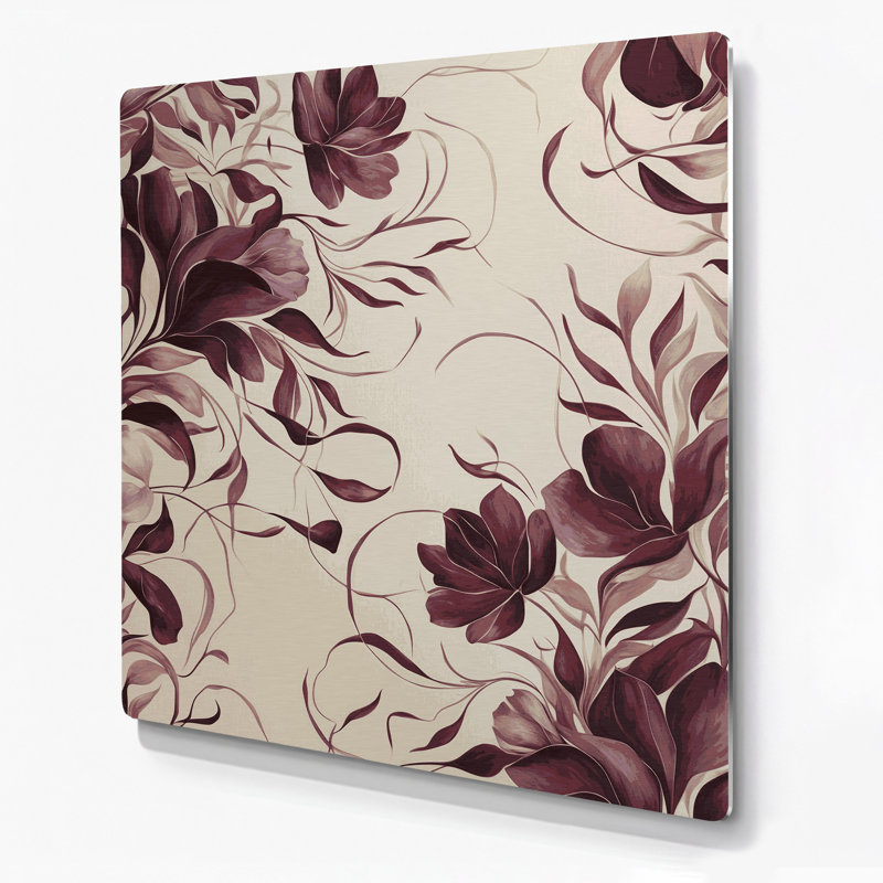 Abstrait floral 38, art mural en métal beige, H 12 po x l 12 po