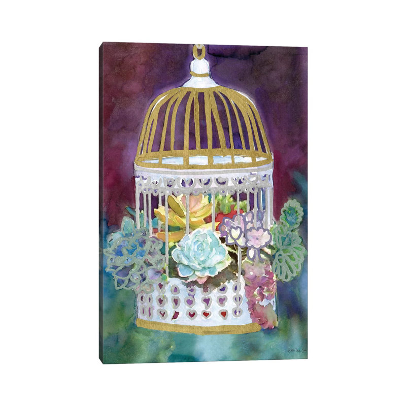 Succulent Bird House - Painting on Canvas, Wrapped Canvas, 30.48cm H x 20.32cm W x 1.91cm D