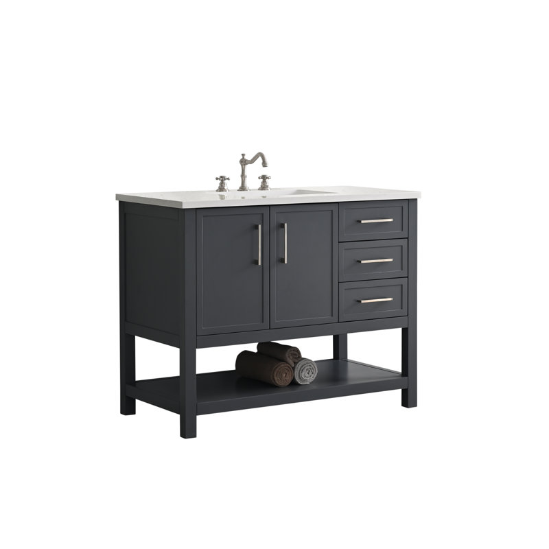 Ensemble de meuble-lavabo simple 42 po Vicini, Gris foncé / nickel brossé