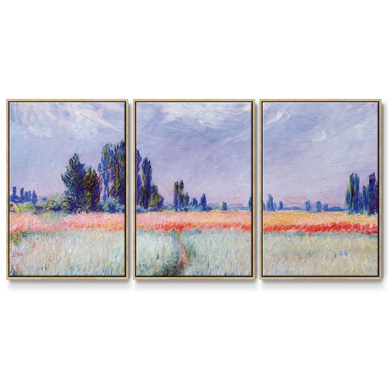 The Wheat Field, 1881, reproduction sur toile 3 pièces, H 24 po x l 48 po, Encadré naturel
