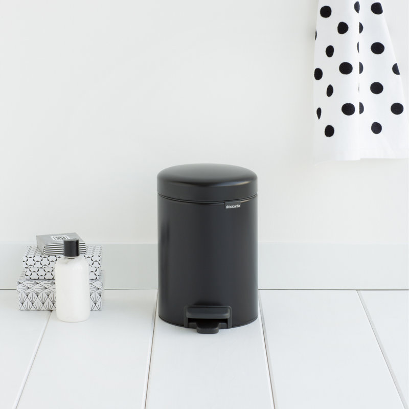 Brabantia NewIcon Soft Closing 3 Litre Pedal Bin, Matt Black