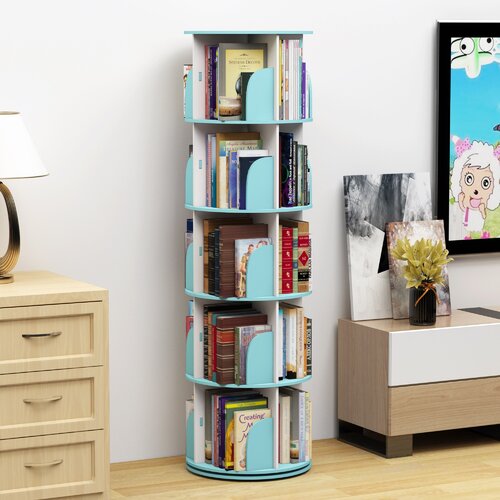 Latitude Run® 360° Rotating Stackable Shelves Bookshelf Organizer ...