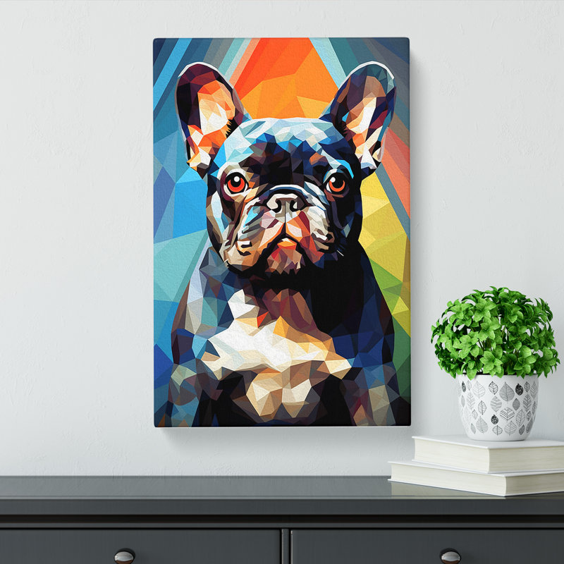 French Bulldog Geometric - Wrapped Canvas, 50cm H x 35cm W x 3cm D