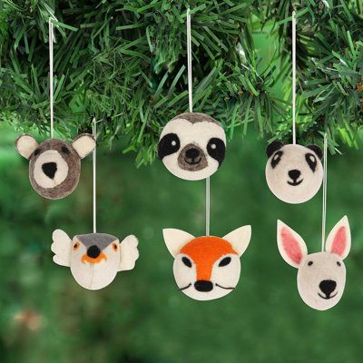 3'' Striped Fabric Animals Hanging Figurine Ornament