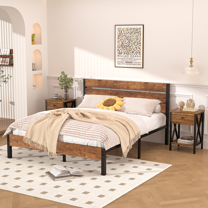 Alicia Steel Piece Bedroom Set, Brown, Queen