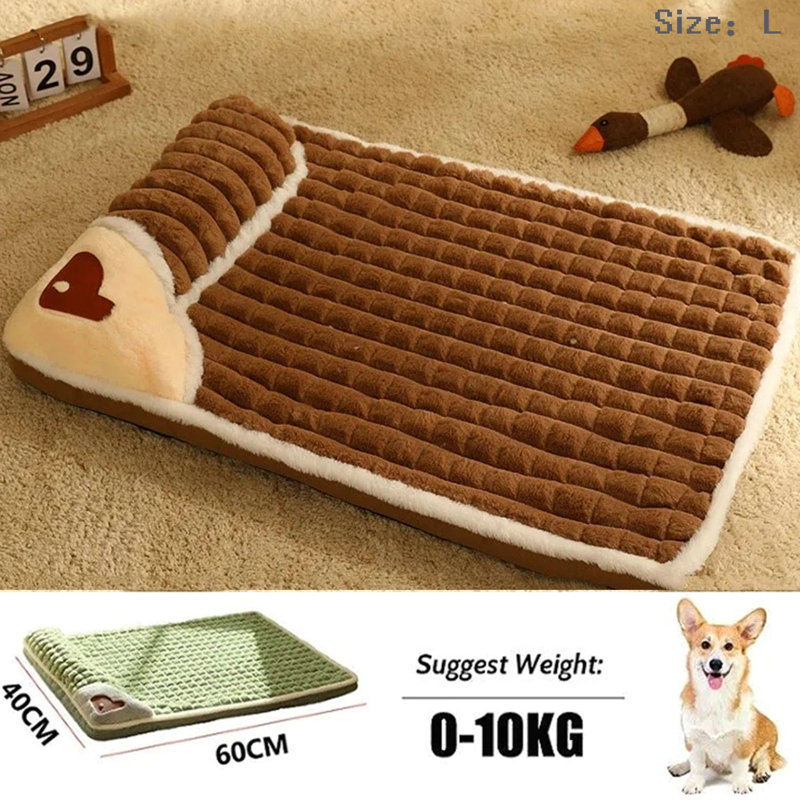 Matelas de lit moelleux lavable pour chien, Brun clair, L 23,60 po x P 15,7 po x H 4,7 po, Petit (11 à 25 lb)