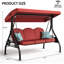 Balancelle-lit convertible 3 places pour terrasse extérieure de 195 cm (77 po) avec auvent réglable et porte-gobelets, capacité de 363 kg (800 lb).-468799444
